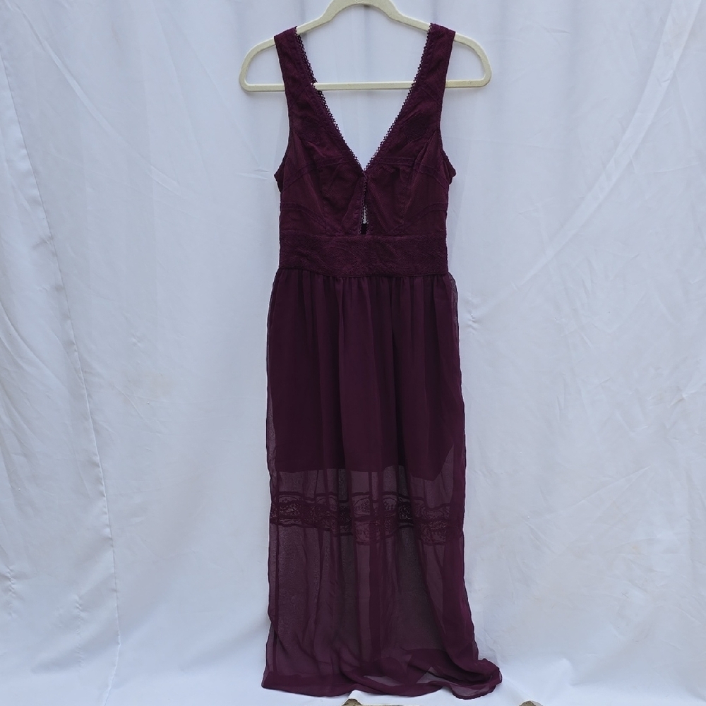 Kimchi Blue Urban Outfitter women 4 maxi dress floral lace overlay sleeveless, l